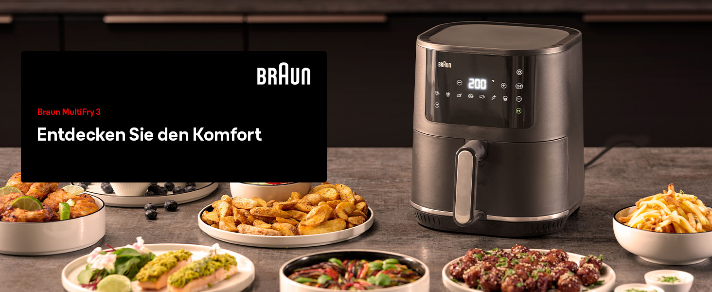 Фритюрниця електрична Braun MultiFry 3 HF 3030, 4.3 л, 1500 Вт, сенсорне управління, 8 програм, чорна