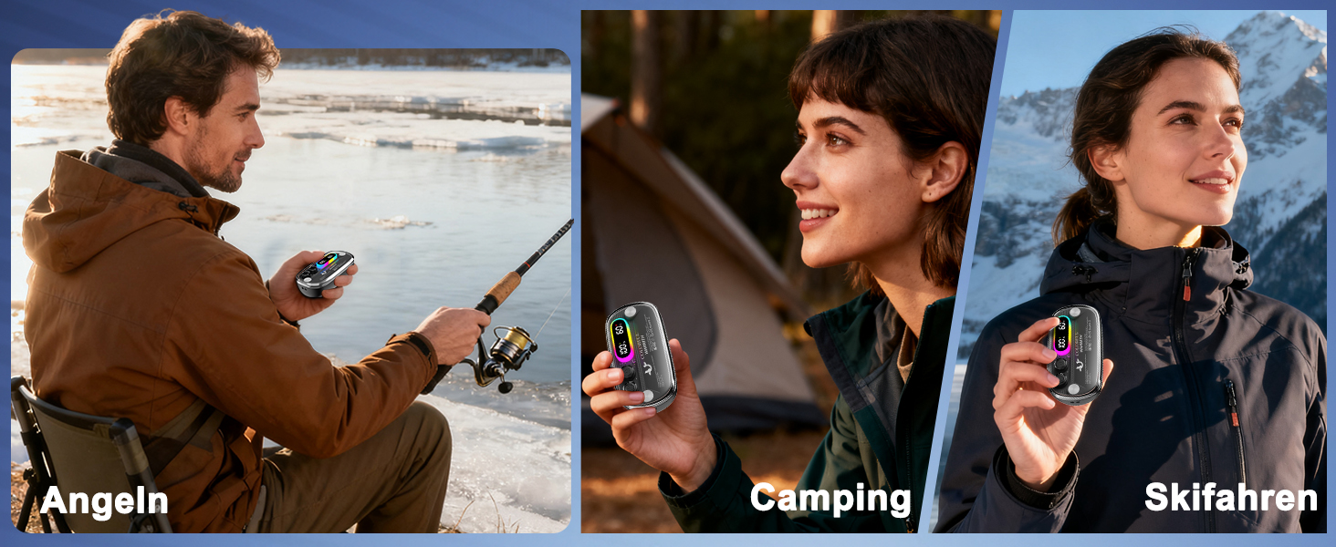 Електричні грілки для рук 2 шт. з RGB-підсвічуванням, 4 режими нагріву та цифровим дисплеєм, портативні міні-грілки для рук - подарунок для чоловіків та жінок