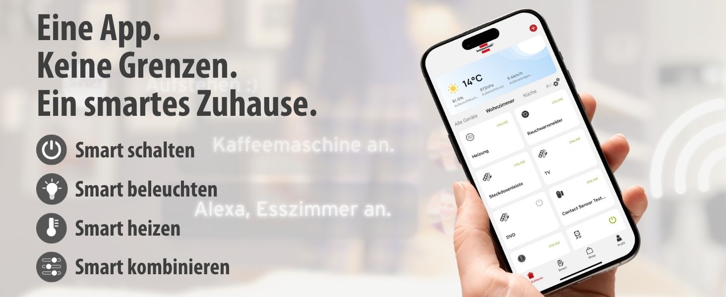Розумний подовжувач Brennenstuhl Connect Eco-Line WiFi на 6 розеток, керування через додаток, Alexa та Google Assistant, кабель 1.5м, чорний