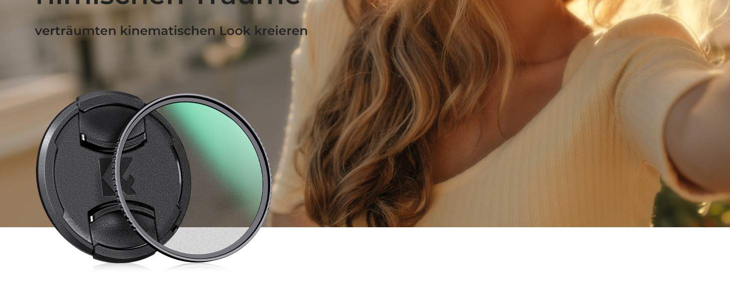 Фільтр K&F Concept Black Mist 1/4 58mm з кришкою об'єктива, мікрофіброю та захисним склом з 18-шаровим нанопокриттям (Nano Klear)