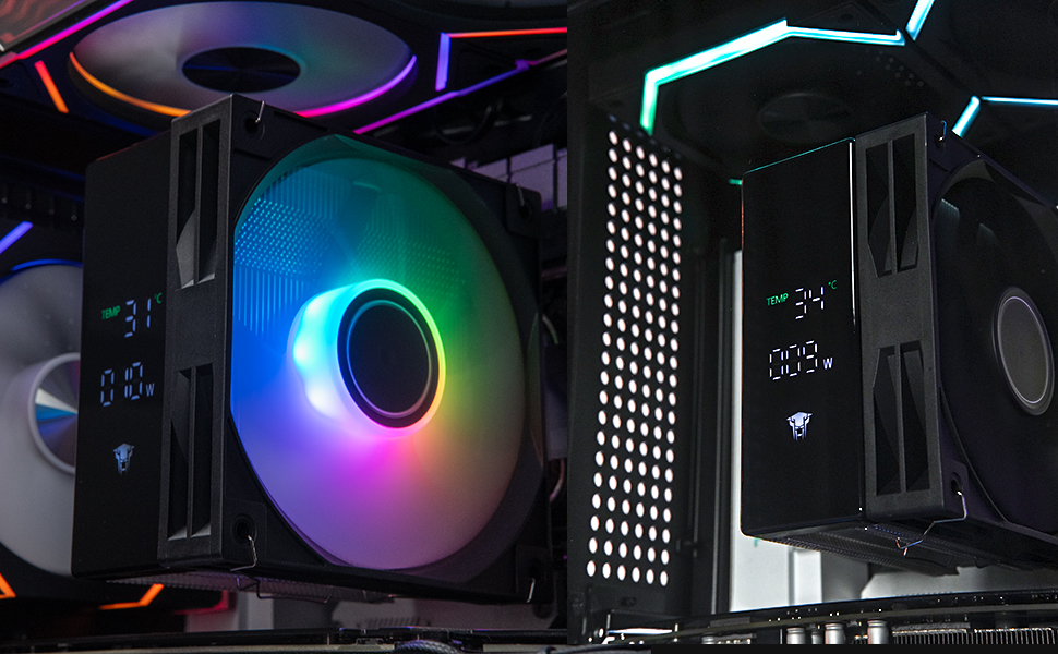 Система охолодження CPU TZMRIT KF401 DGT з дисплеєм, 12 см, 1600 RPM, 4-pin PWM вентилятор для Intel LGA 1700/1200/115X/1851 та AM4/AM5