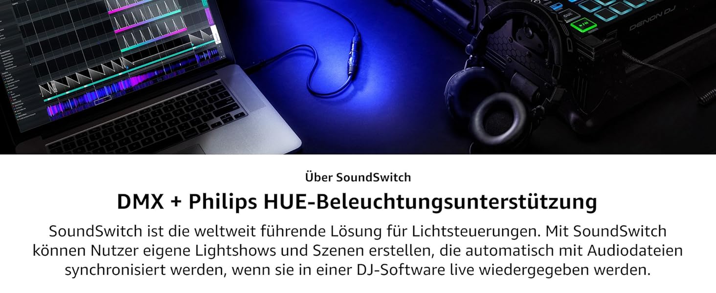 SoundSwitch Control One: Професійний DMX контролер освітлення для DJ з 3 місяцями доступу до програмного забезпечення SoundSwitch, підтримка DMX та Phillips Hue (Micro DMX, чорний)