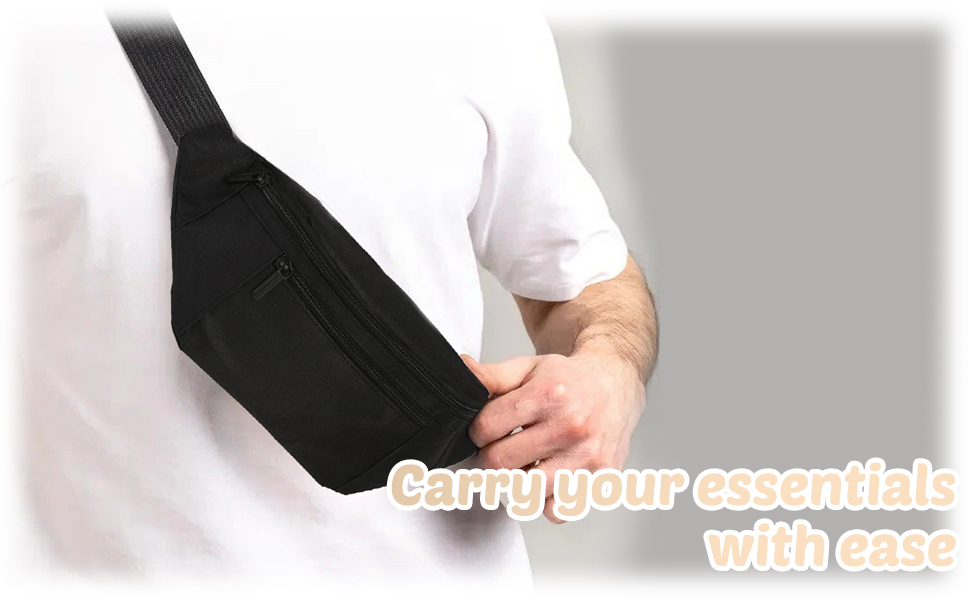 Чоловіча/Жіноча поясна сумка на пояс, шкіряна, водонепроникна, для спорту, подорожей та активного відпочинку (чорна)