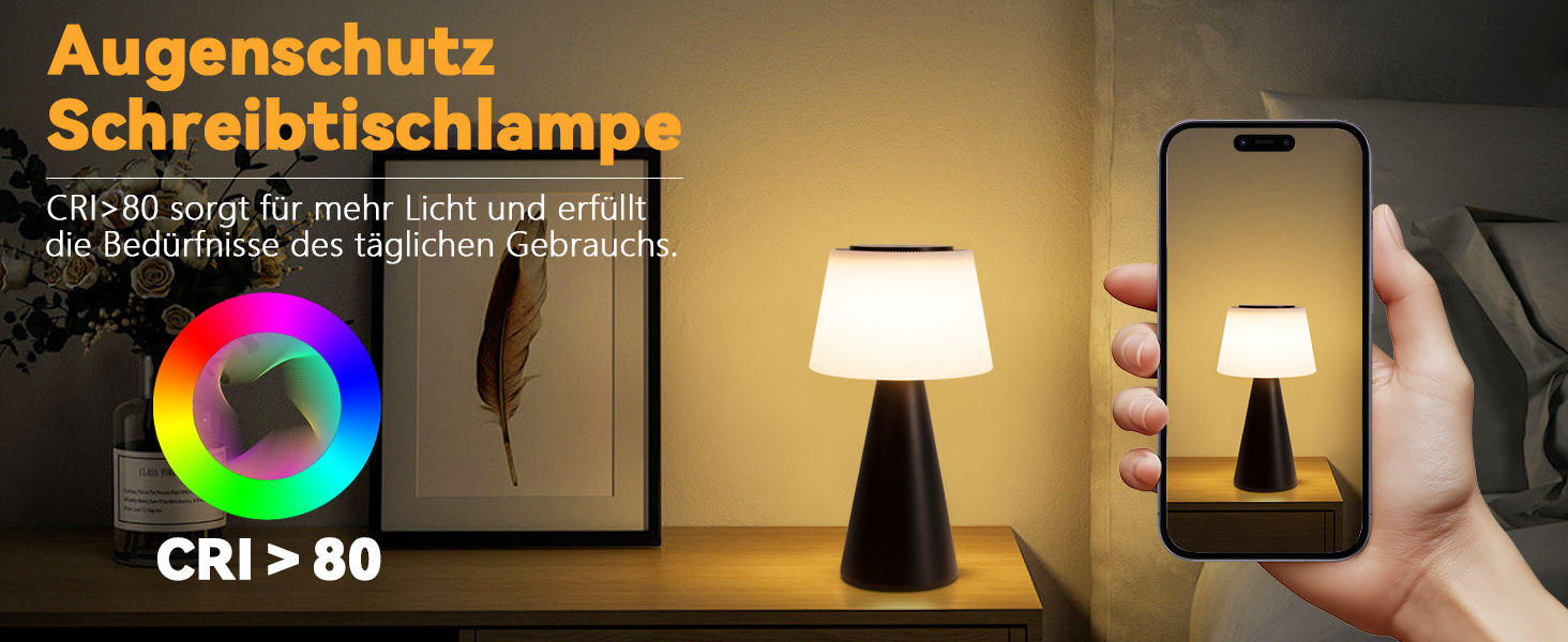 Акумуляторна настільна лампа LED 2 шт. чорна - бездротова, сенсорна, з USB зарядкою для спальні, вітальні, вулиці