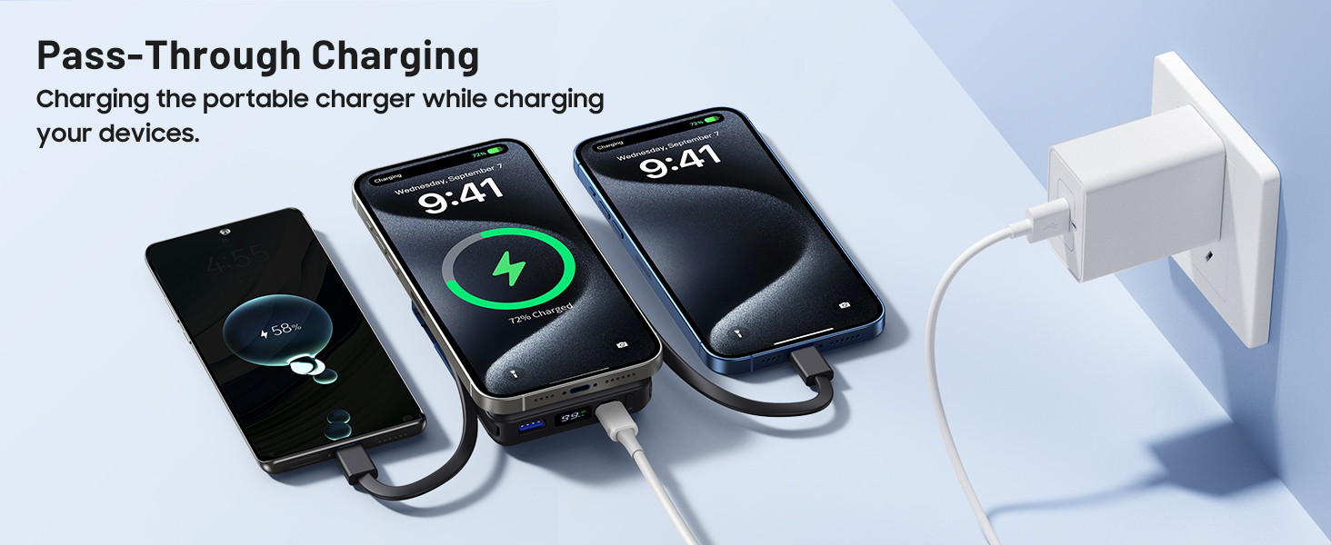 Power Bank Azmuth для iPhone з MagSafe, 10000mAh, бездротова зарядка, LED дисплей, білий/чорний