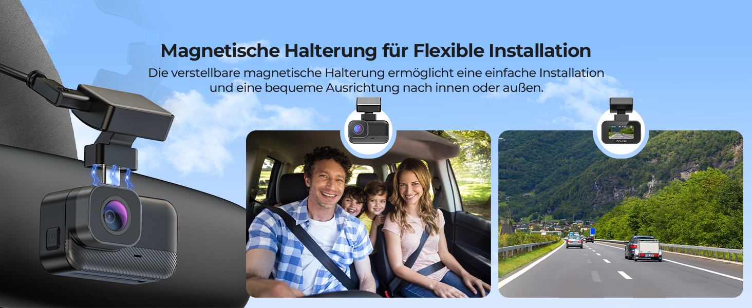 Відеореєстратор Krunia 2K WiFi Mini Dashcam Auto з GPS, CPL, WDR, Нічне Бачення, 24/7, Магнітне кріплення, Superkondensator, 170° Широкий Кут