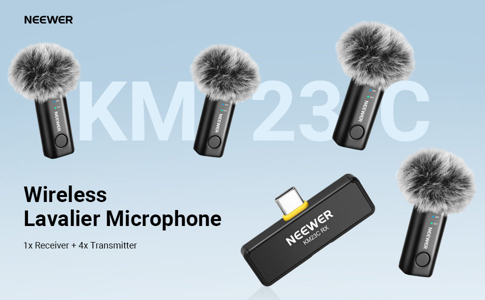 NEEWER Бездротовий петличний мікрофон KM23C: 48kHz/24Bit, 8 годин роботи, шумозаглушення, USB-C, сумісний з DJI, Insta360, iPhone, Android, PC
