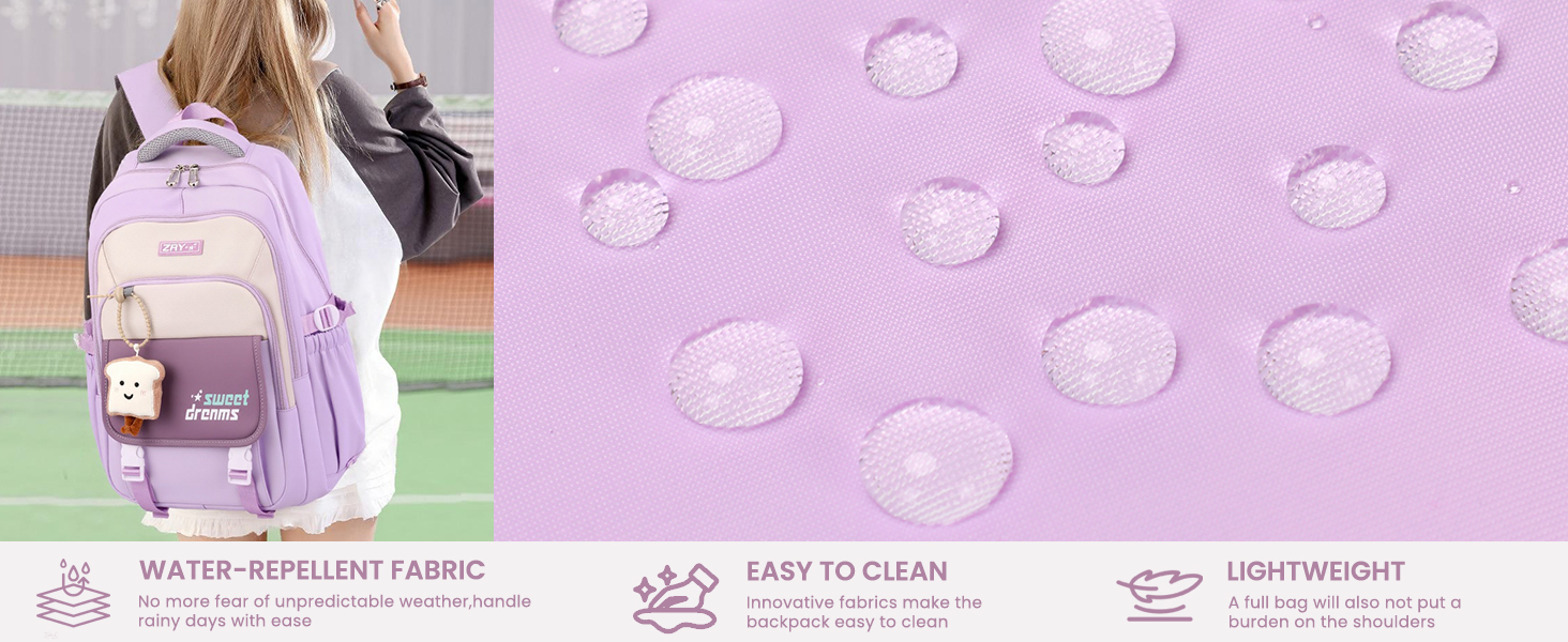 Шкільний рюкзак для дівчаток 2-10 класів, 32L, легкий дитячий рюкзак | Дихаюча спинка | М'які лямки | Брест-стрічка, ранці для школи, рюкзак для підлітків 8+ років, фіолетовий