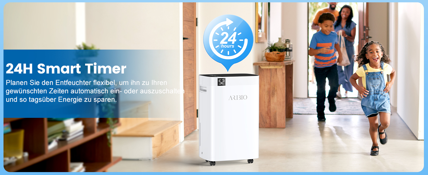 Електричний осушувач повітря 20 л/день з LED-дисплеєм, таймером та функцією відтавання, для квартир, ванних кімнат та підвалів