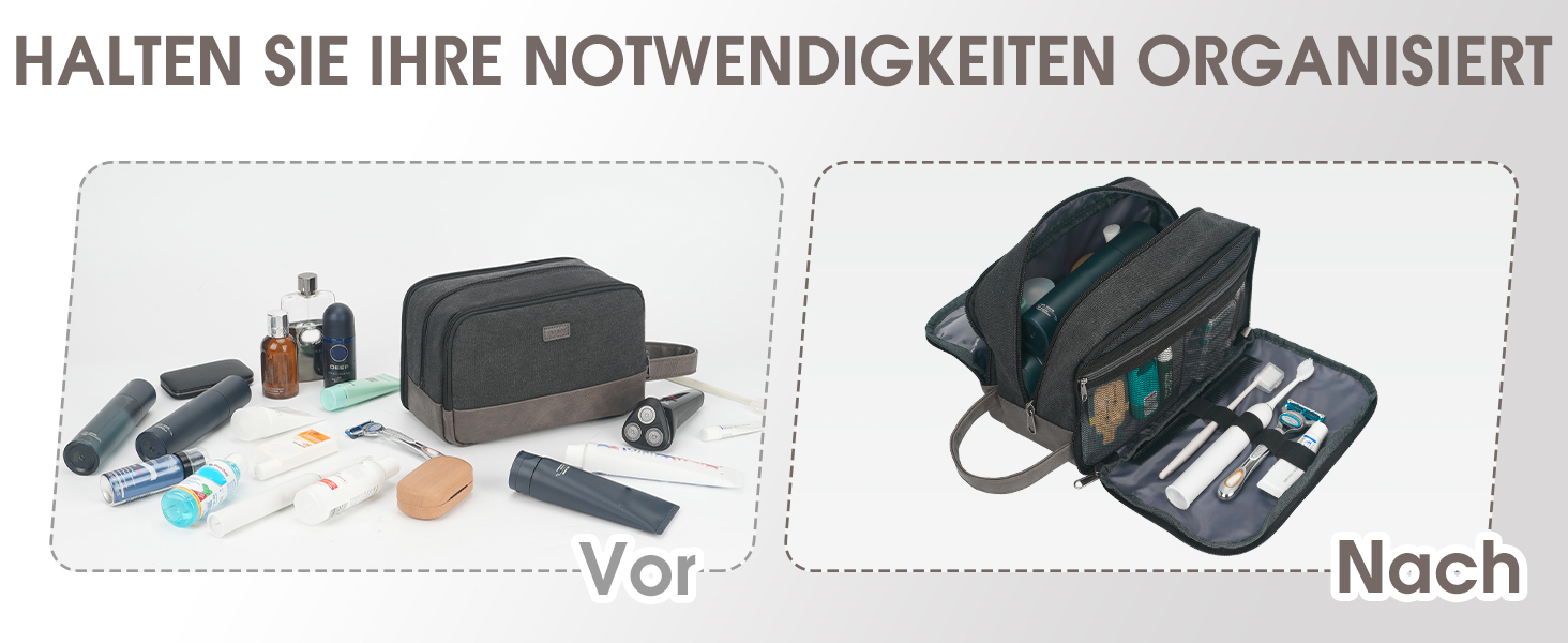 Чоловіча дорожня косметичка WANDF з канвасу, водонепроникна, зелена