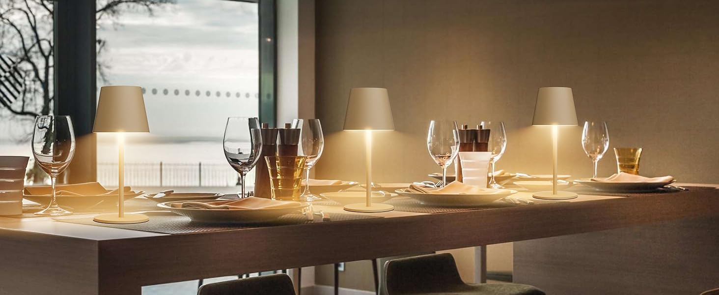 Акумуляторний LED світильник настільний 26 см, 5000mAh, Khaki (2 шт) - кемпінговий, водонепроникний IP54, для ресторану, спальні, бару