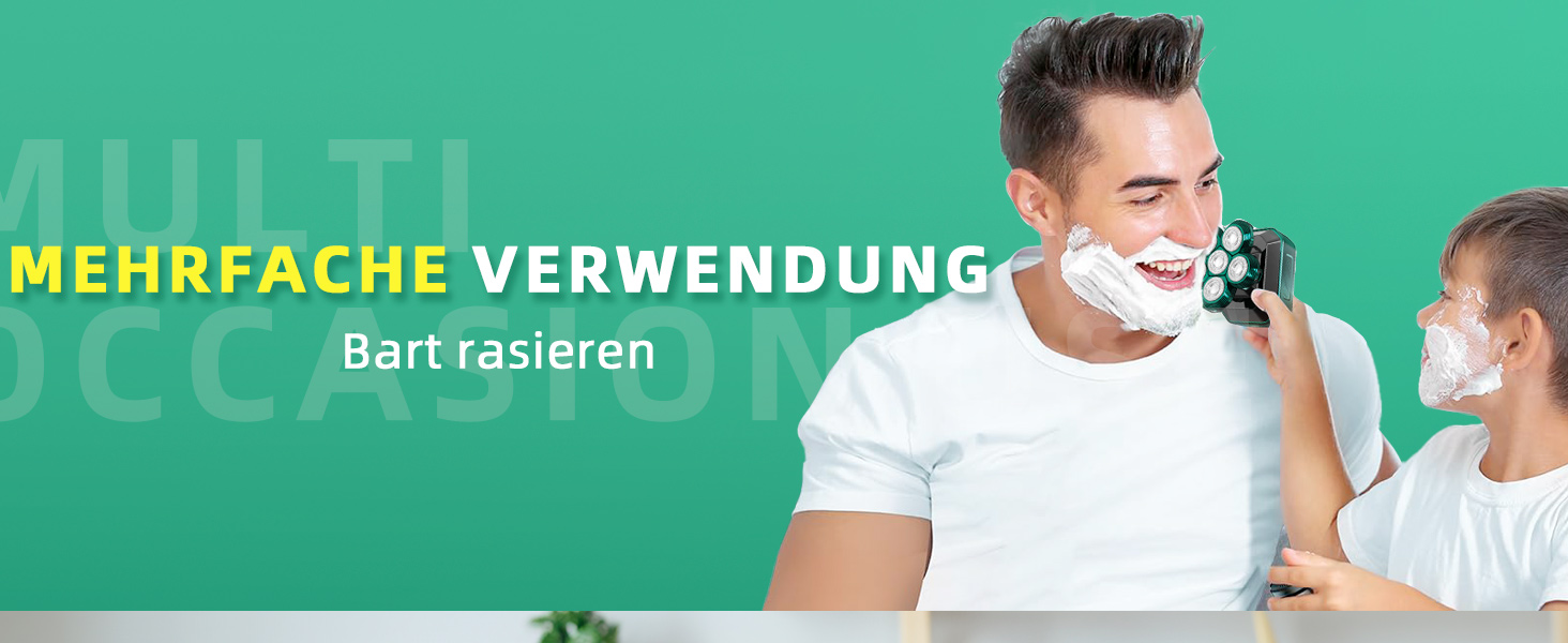 Електричний голкострум для чоловіків Luctry Glatzen Rasierer, 5D голкострум для чоловіків з лисою головою, водонепроникний IPX7, темно-зелений