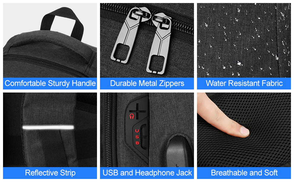 Чорний рюкзак YAMTION для чоловіків та жінок, унісекс, підійде для підлітків, хлопчиків та дівчаток. Вміщує ноутбук 17.3 дюйми. Ідеальний для університету, школи, роботи, офісу. З USB-портом.