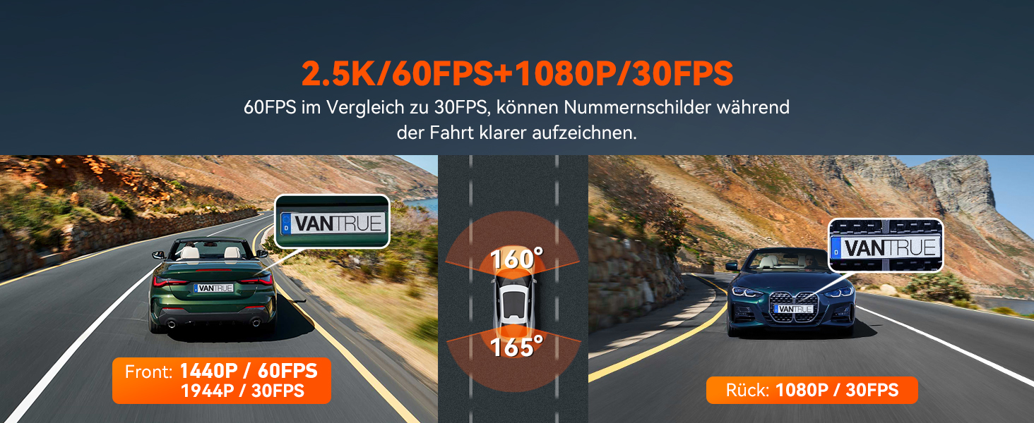 Відеореєстратор VANTRUE S1 Pro 2.5K + 1080P, GPS, WiFi, STARVIS, Паркування, Нічний режим, G-сенсор