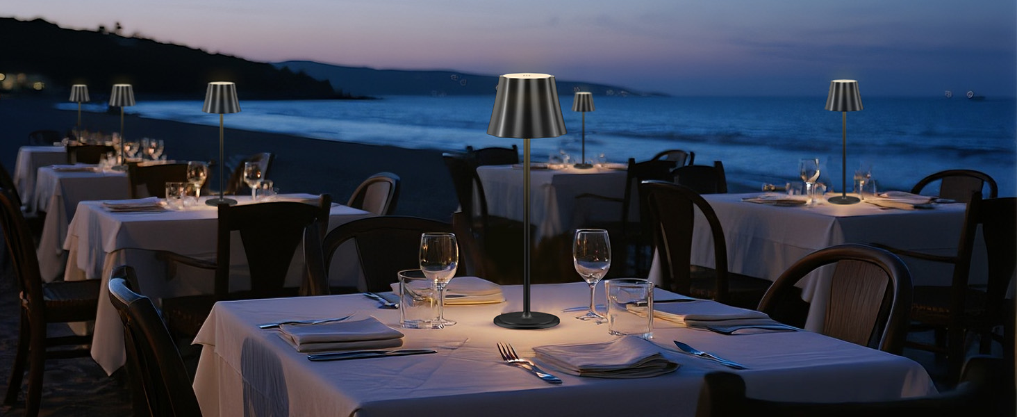 Бездротова LED-лампа Suright для столу з акумулятором 5000mAh, 3 режими кольору та регулюванням яскравості, IP54 вологозахист для вулиці, кемпінгу, тераси, вітальні, спальні