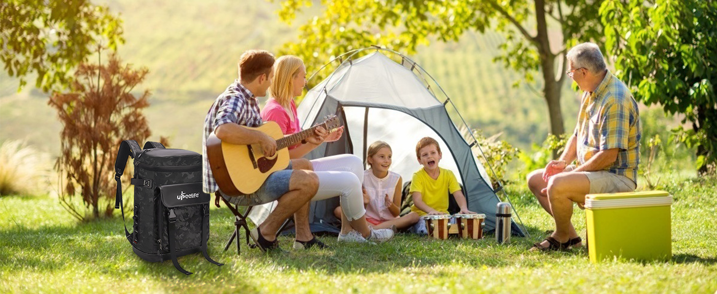 Рюкзак-холодильник Upeelife 30L з підкладкою для пікніка, чорний камуфляж, для кемпінгу та пікніків