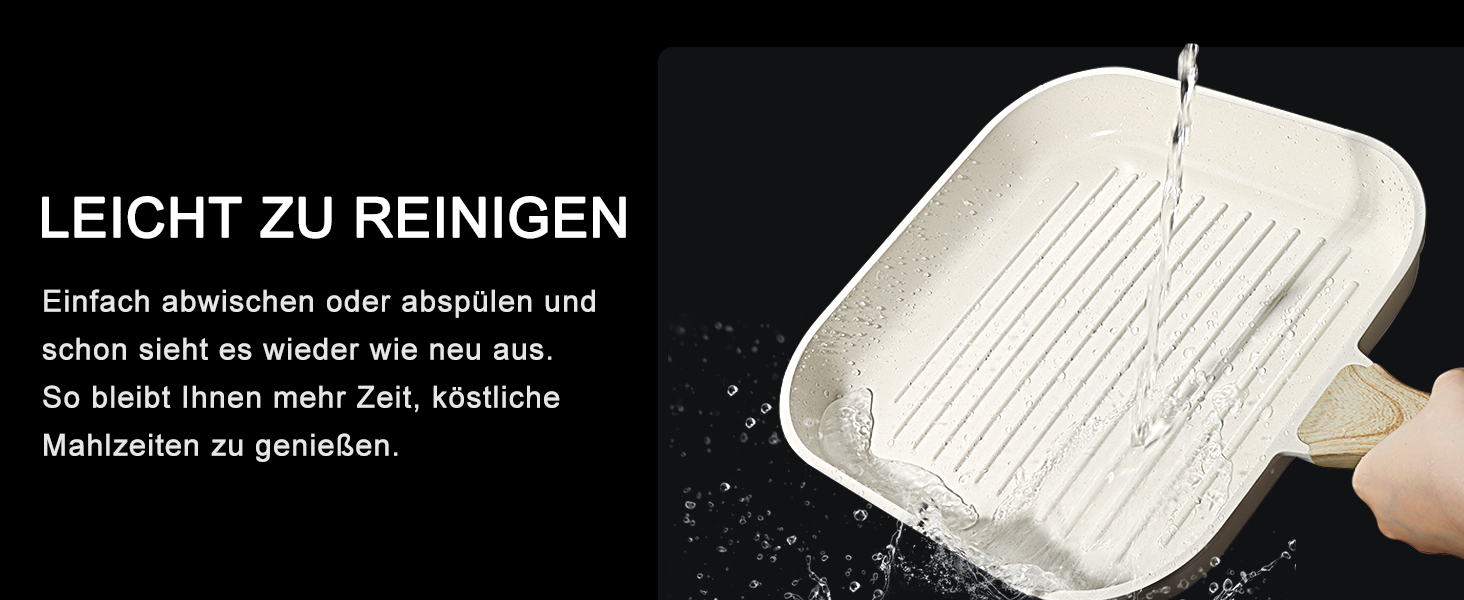 GiPP Гриль-сковорода 28x28 см для стейків, алюмінієва з гранітним антипригарним покриттям, індукція, без PFOA, для всіх плит, біла
