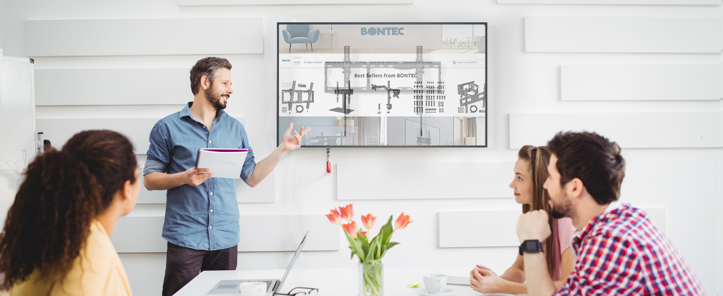 Кріплення для телевізора BONTEC настінне нахилене, 17-86 дюймів, LED/LCD/OLED/Plasma, до 75 кг, VESA 600x400 мм, з рівнем та кабелеутримувачами