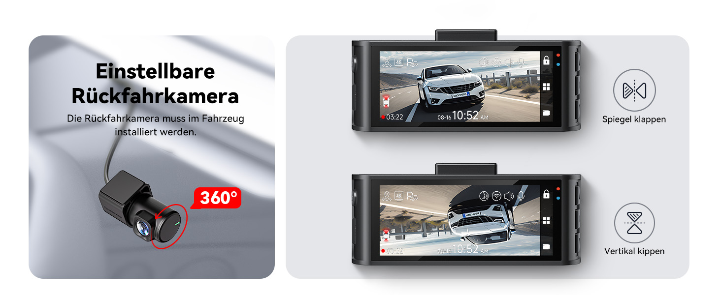 Відеореєстратор REDTIGER 4K STARVIS 2 з двома камерами, сенсорний екран 3.18