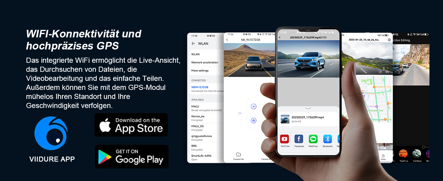 Відеореєстратор COOLCRAZY Dashcam Auto: 4K UHD, Dual камера, GPS, WiFi, 64GB SD-карта, IPS 3