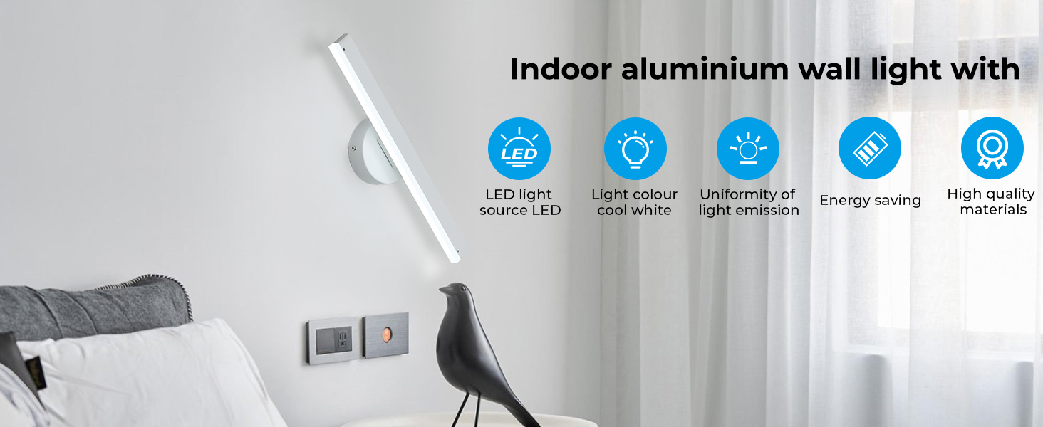 LED дзеркальна лампа Riserva 12W для ванної кімнати, поворотна 300°, чорна, 3000K/6500K