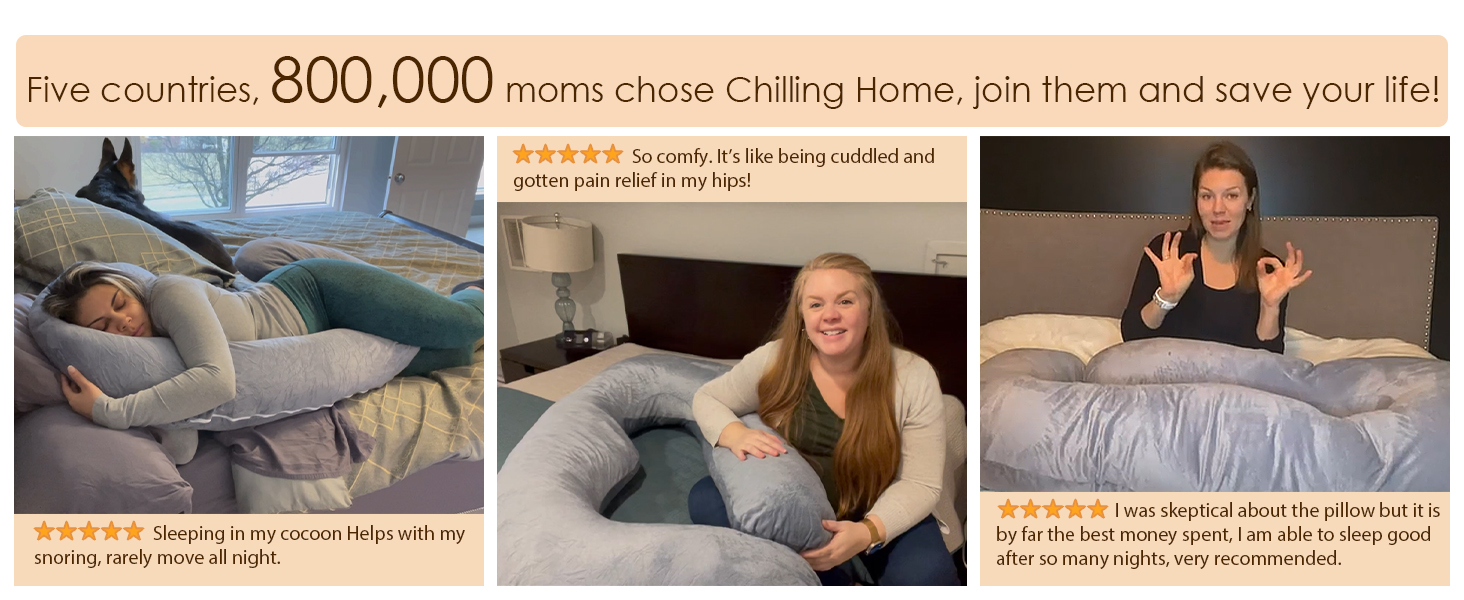 Подушка для вагітних Chilling Home U-подібна, велика ортопедична подушка для сну на боці та годування, з чохлом, чорна-синя
