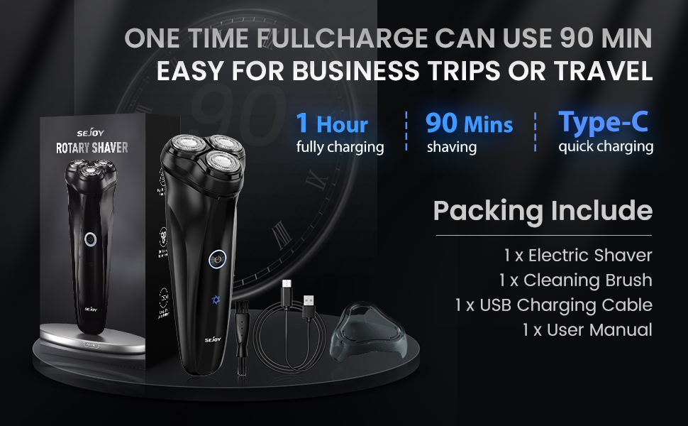 Електрична бритва 3D Rotationsrasierer: для чоловіків, з поп-ап тримером, швидка зарядка, LCD дисплей