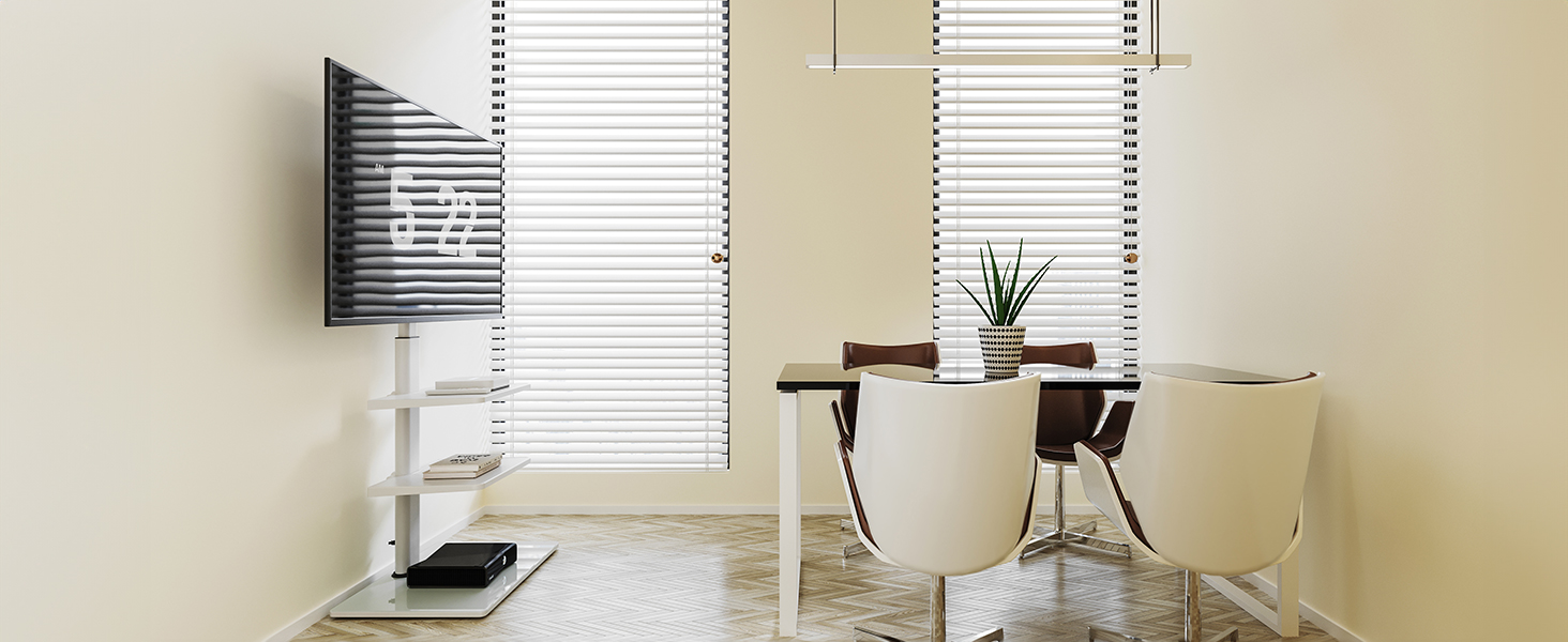 Підставка для телевізора FITUEYES біла, на підлогу, поворотна, регульована по висоті, для телевізорів 32-60 дюймів (плоских та curved), до 30 кг, VESA 600x400