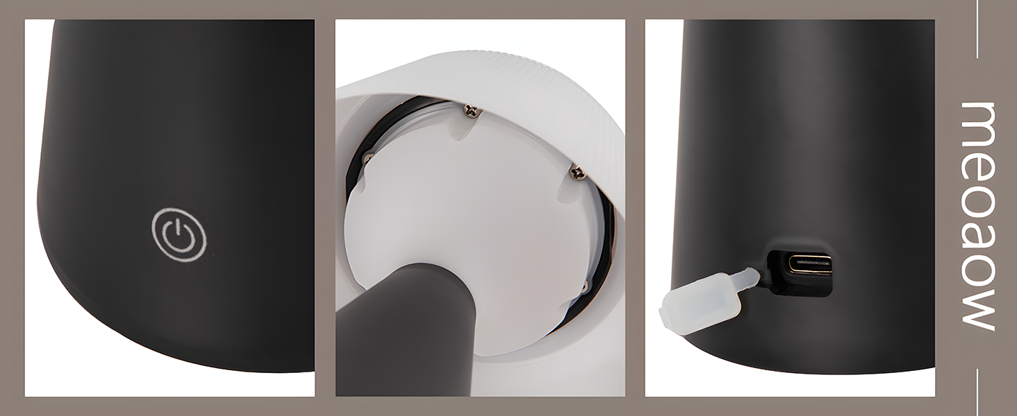 Настільна лампа акумуляторна LED 2 шт. чорна - бездротова, сенсорна, з USB зарядкою для спальні, вітальні, вулиці (3600mAh)