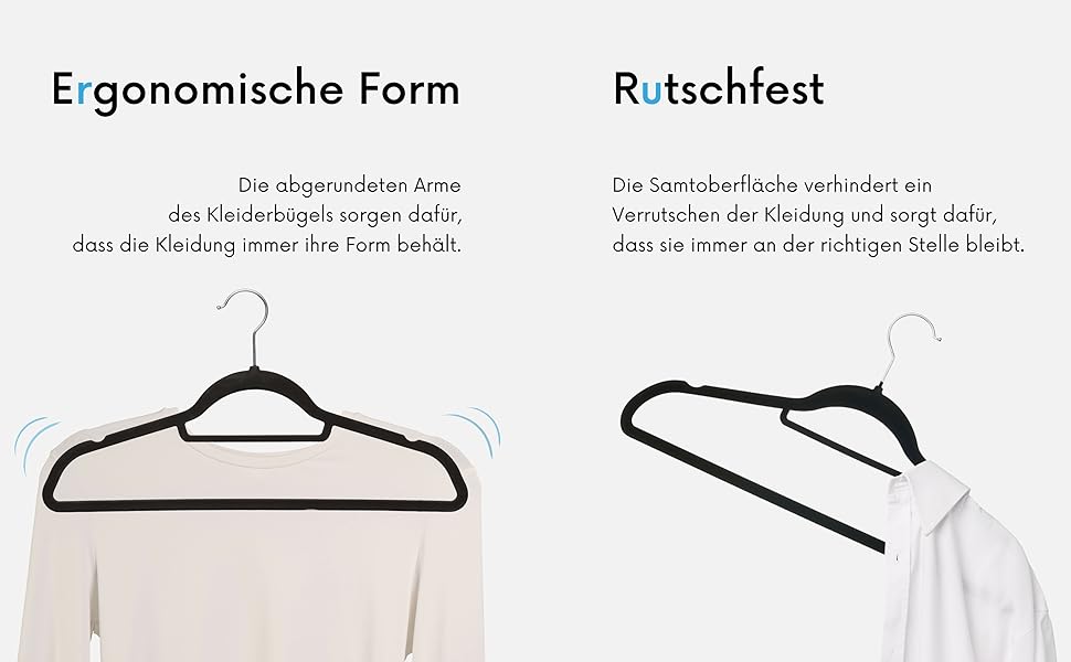 Набір вішалок для одягу OGIVO, 50 шт. - чорні, з антиковзаючою поверхнею, для краваток та сорочок