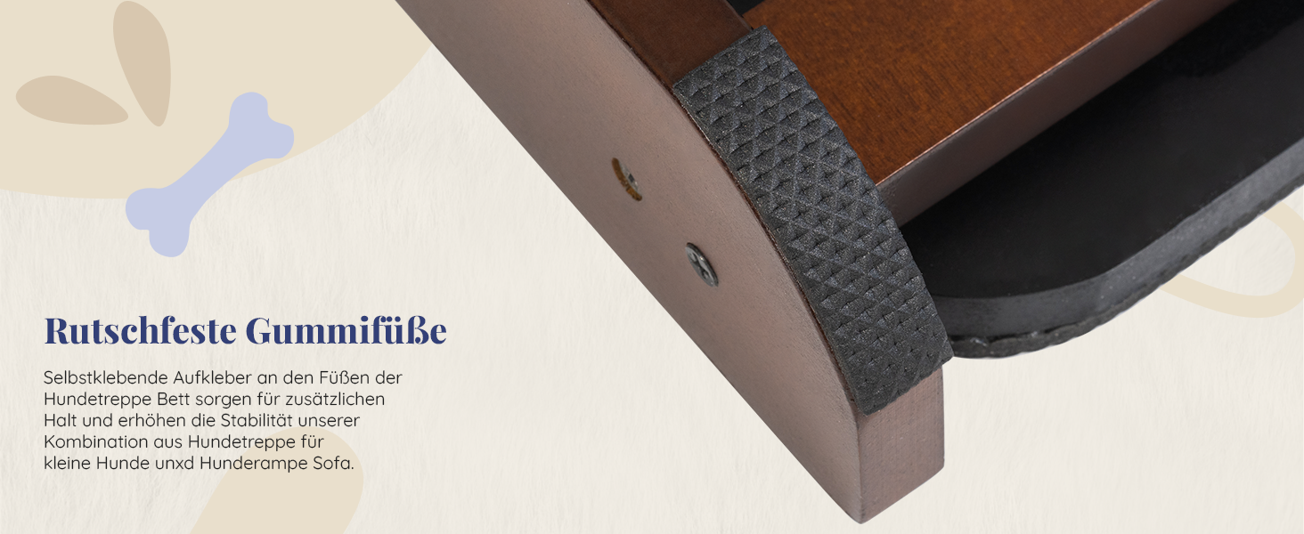 Сходинки для собак на ліжко та диван 2-в-1 - регульована рамка для собак, 18-50 см - для маленьких собак - легка переносна сходинка з платформою, натуральний колір (коричневий)