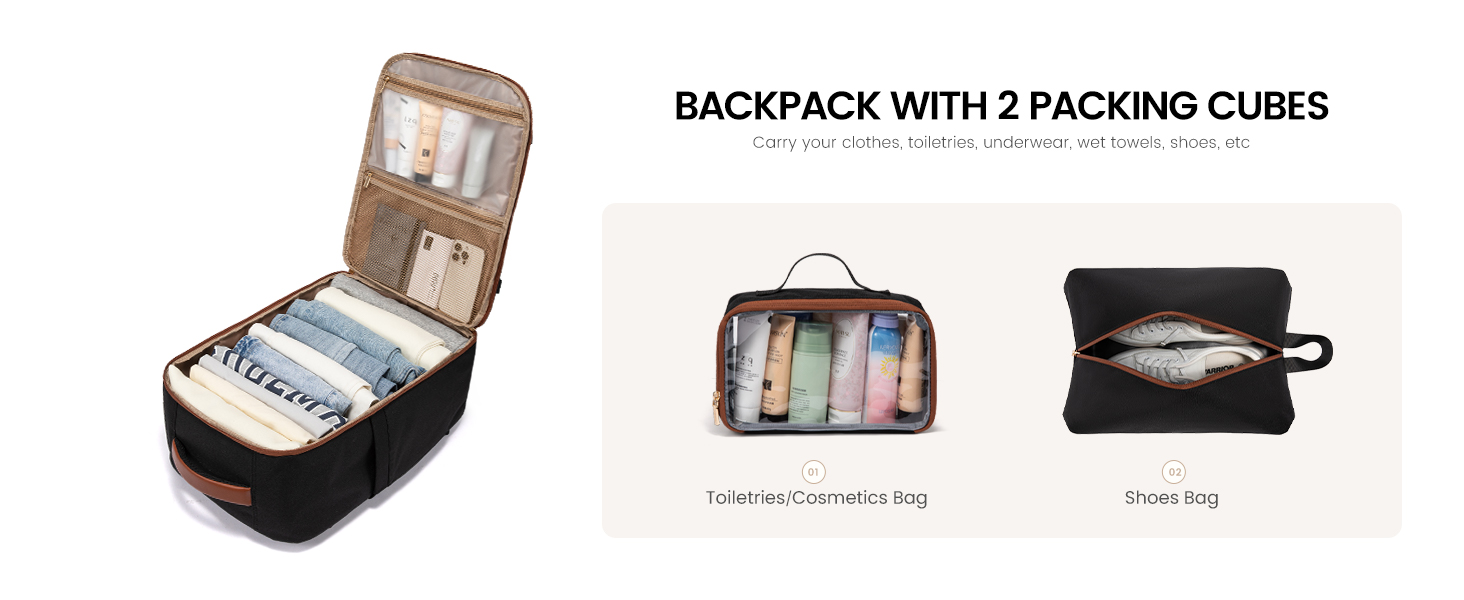 LOVEVOOK Рюкзак для ручної поклажі, 40L, для жінок, валіза-рюкзак з відділенням для ноутбука, водонепроникний, для подорожей, ділових поїздок, вихідних, Khaki-beige