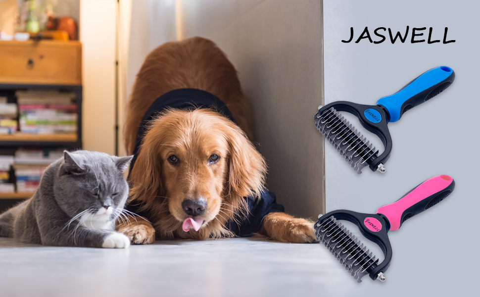 Щітка для видалення підшерстка для собак та котів середньої та довгої шерсті. Щітка проти ковтунів та підшерстка, блакитна (рожева)