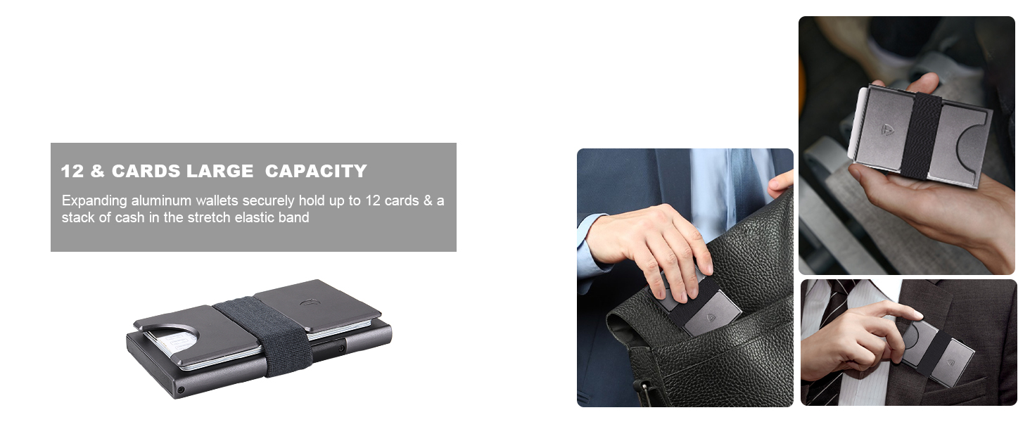 Елегантне металеве картхолдер для 12 карт з RFID захистом (алюміній, сірий)