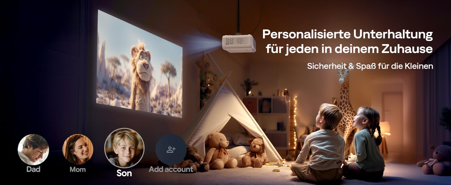 Aurzen Eazze D1 Smart Beamer: 4K проєктор для домашнього кінотеатру з WiFi, Bluetooth, автофокусом та корекцією трапецеїдальних спотворень. Підтримка Netflix, Dolby Audio, Full HD 1080P. Білий (GTV)