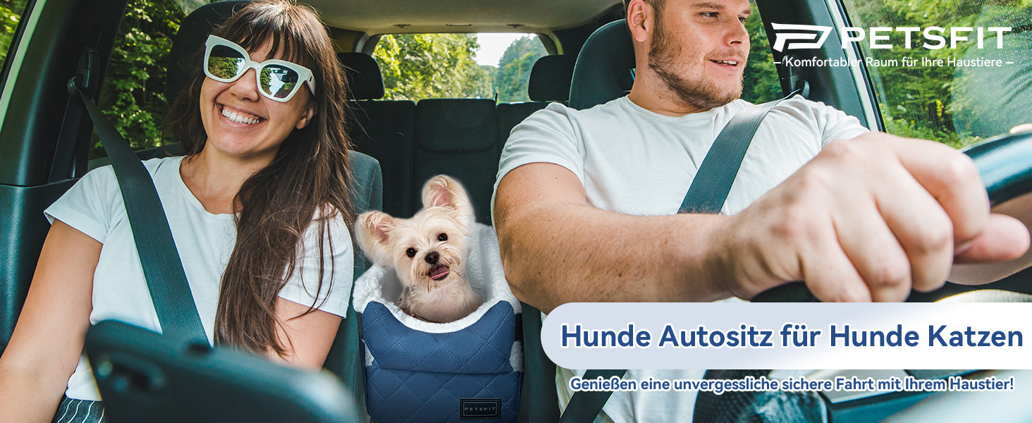 Автомобільний лежак для собак PETSFIT - чорний/синій, до 5 кг, з захисними гаками