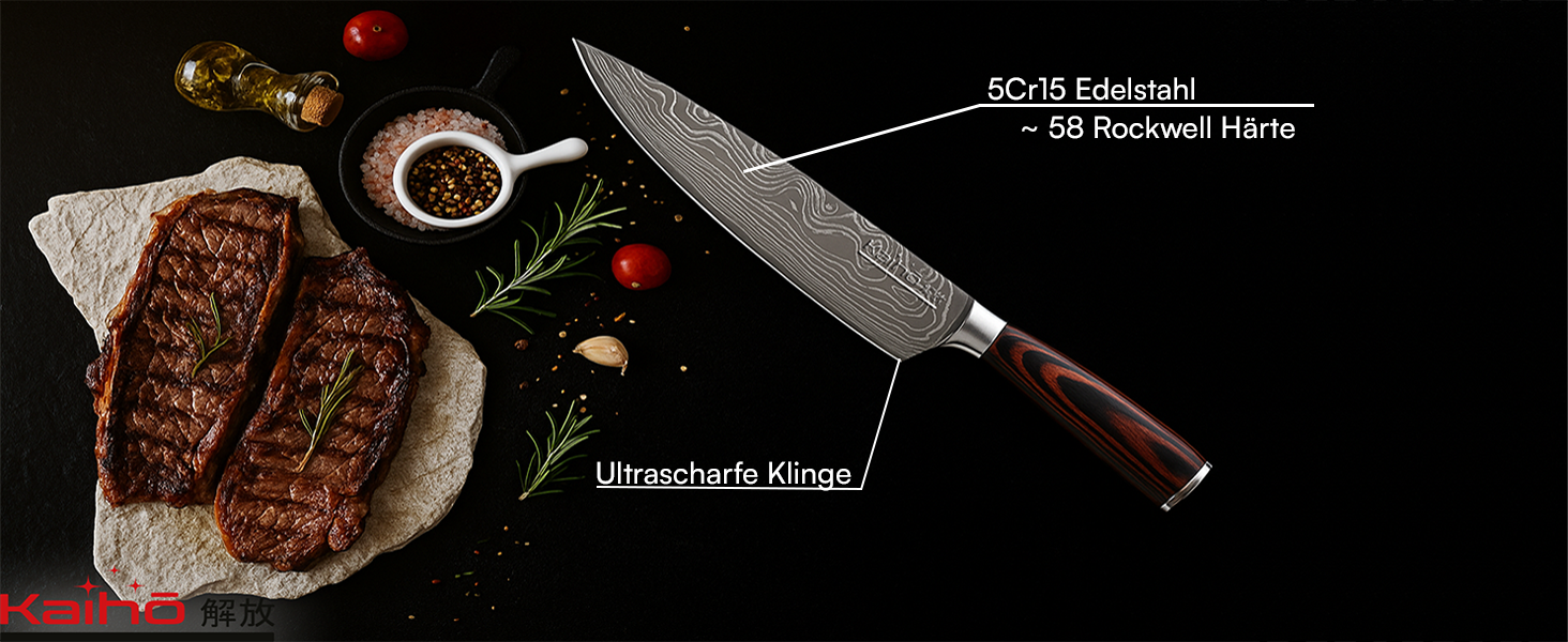 Преміум кухонний ніж для професіоналів та поціновувачів – 20,5 см, нержавіюча сталь 5Cr15, ергономічна ручка, подарункова коробка, довговічний та гострий ніж