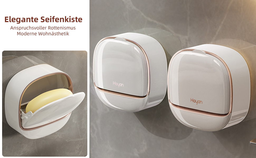 Настінний диспенсер для мила з кришкою-відкидним механізмом, піддон для стікання води, водонепроникний мильниця без свердління, самоклеюча мильниця для ванної, кухні, душу, школи, спортзали (білий)