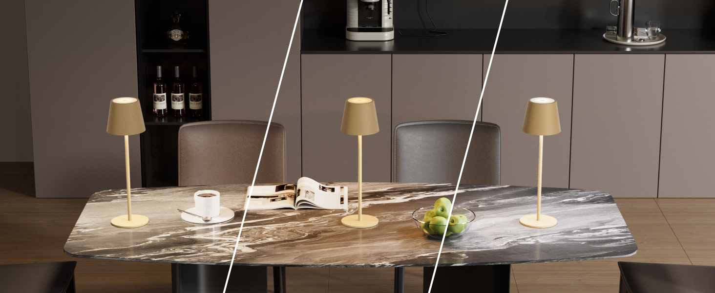 LED настільна лампа K-Bright з регулюванням яскравості, акумуляторна, бездротова, 3000K/4000K/6000K, 3 колірні температури, USB-C, IP54, вологостійка, чорна, 1 шт.