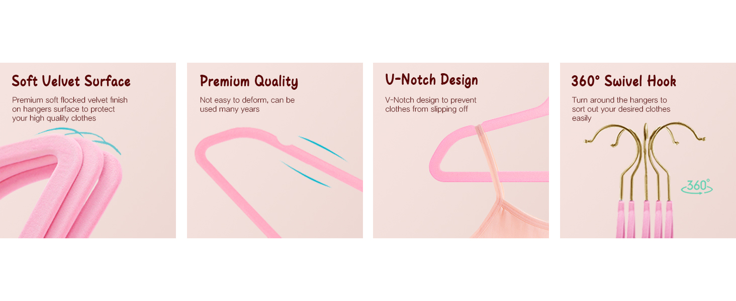 22 шт. велюрові вішалки для одягу Stormix - преміум-якість, для піджаків, сорочок, суконь (рожево-золотий)