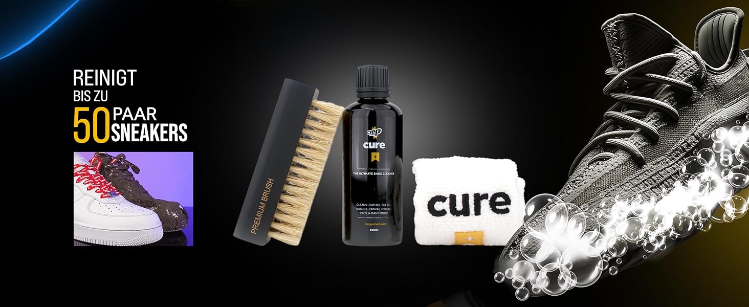 Набір для чищення кросівок Crep Protect Box-Pack преміум: 6 серветок, 2 капсули, гумка, розчин 100 мл, мікрофібра, щітка