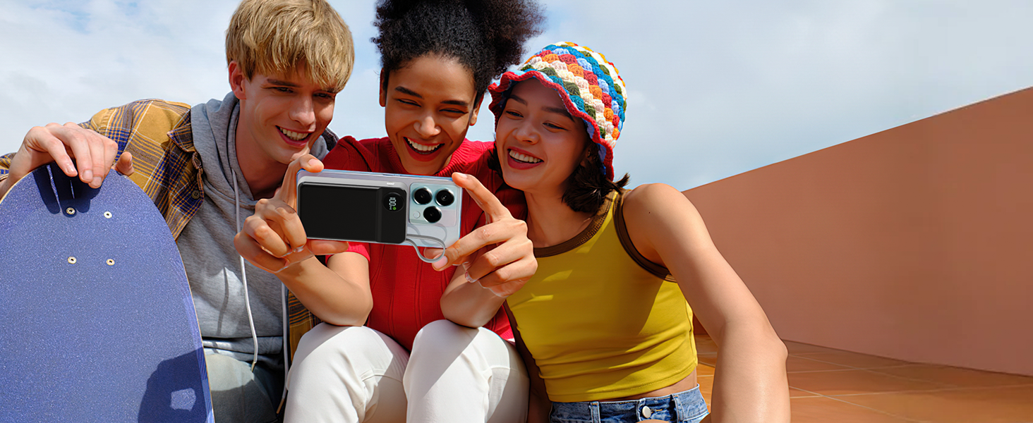 Powerbank MagSafe 20000mAh з PD 20W, USB-A, магнітним з'єднанням, інтегрованими кабелями, бездротовою зарядкою 15W, цифровим дисплеєм, сірий колір