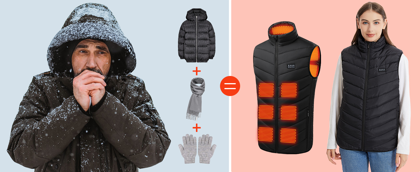 Обогревна жилетка Amurhey для чоловіків та жінок з 21 зоною обігріву, сумісна з 5V/7.4V, модель 2025. Електрична жилетка, унісекс, тепла, яку можна прати. (Без Powerbank)