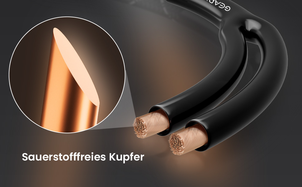 Акустичний кабель GEARit OFC 14 AWG HiFi для колонок, 2-жильний з позолоченими банановими роз'ємами, 4.57 м, чорний (2 шт. у комплекті)