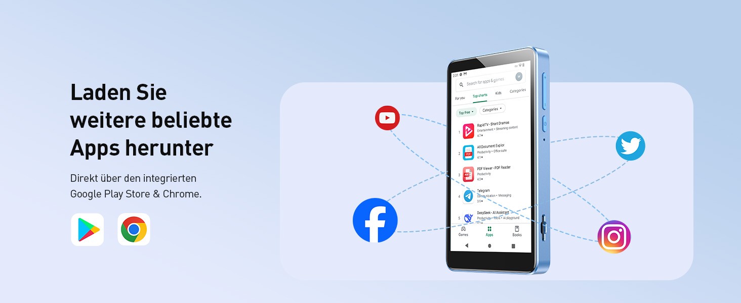 MP3 плеєр AGPTEK 96GB Bluetooth Wi-Fi Android 14, 4