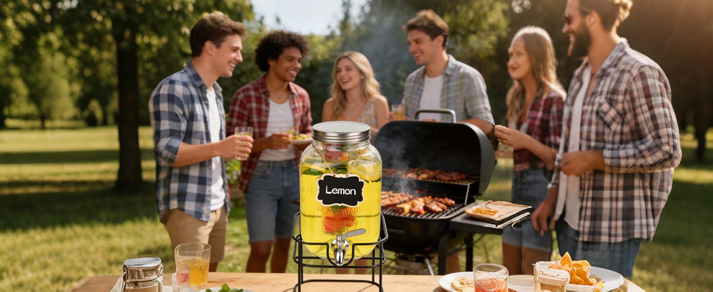 Скляний диспенсер для напоїв на 4.5л з краном (2 шт.) - для соку, води, коктейлів, вечірок