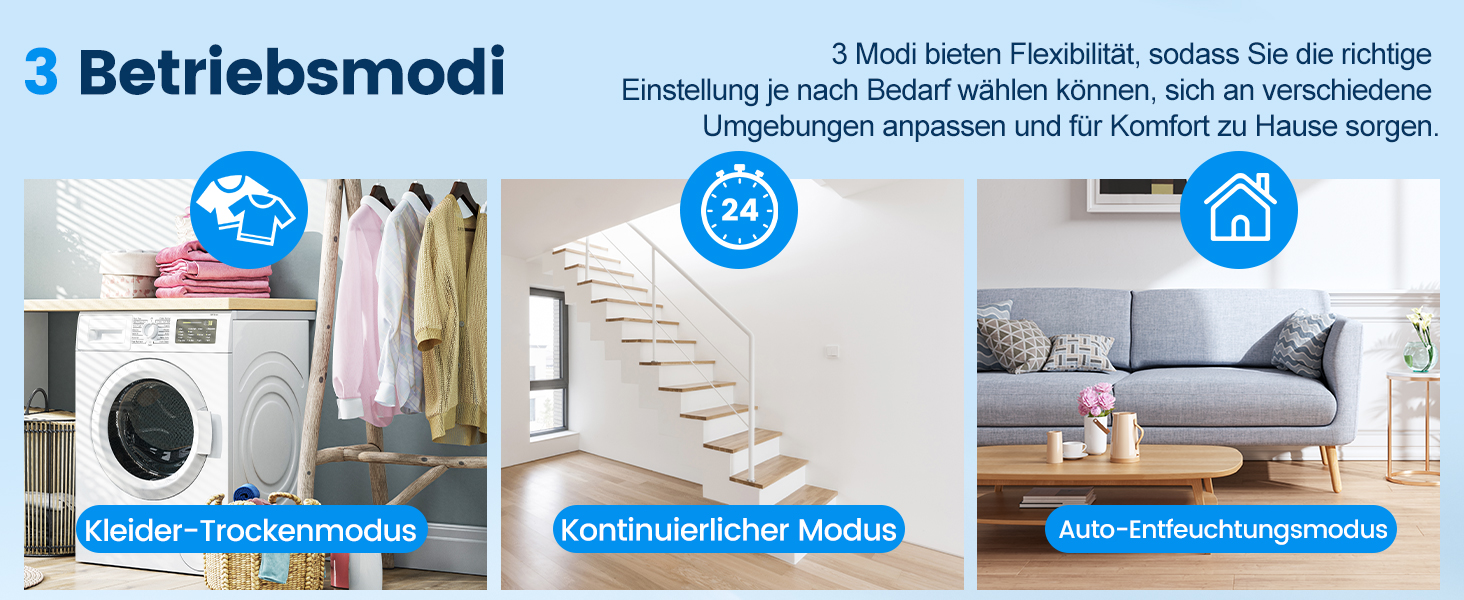 Електричний осушувач повітря 20 л/день з LED-дисплеєм, таймером та функцією відтавання, для квартир, ванних кімнат та підвалів