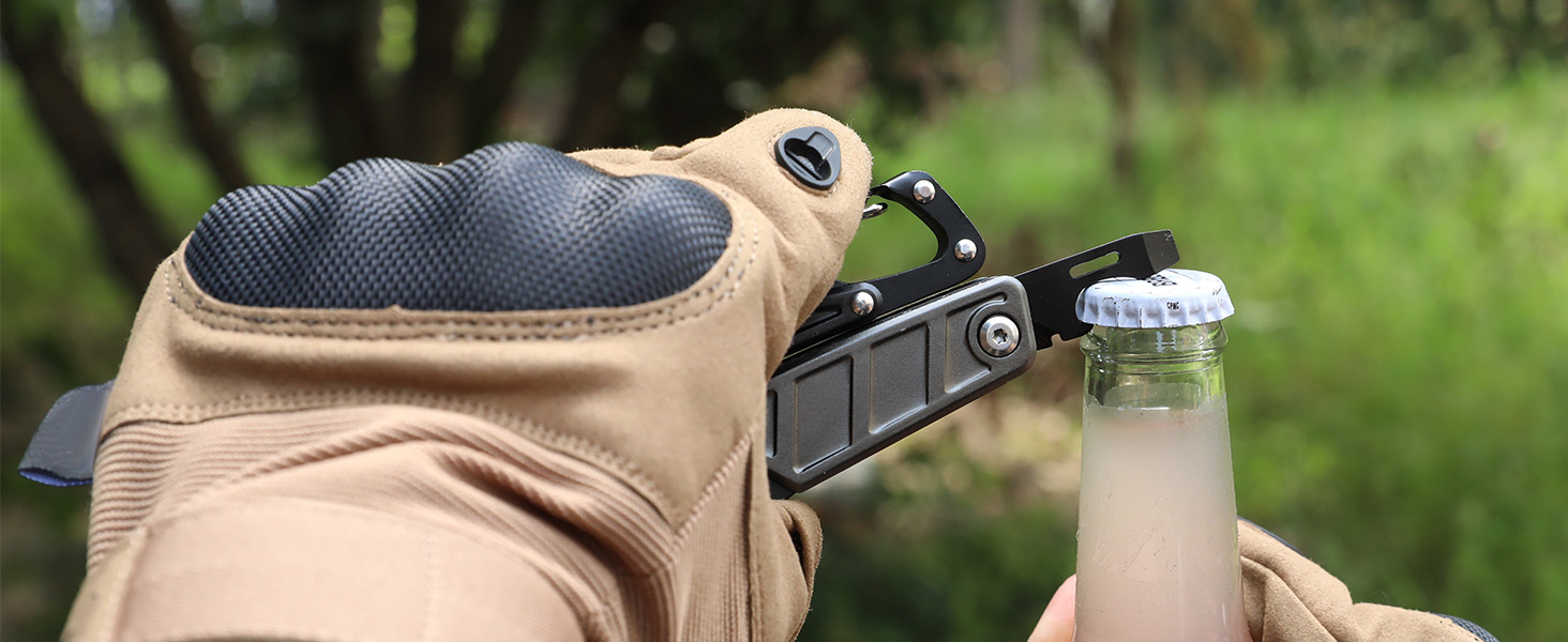 WORKPRO Мультитул 11-в-1: мультиінструмент з нержавіючої сталі з карабіном, плоскогубцями, кабелерізом, відкривачкою для пляшок, викрутками для відпочинку на природі. У комплекті чохол.