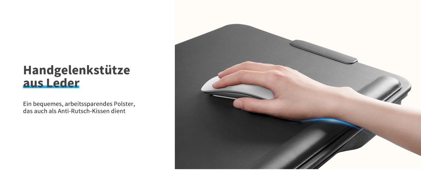 Підставка для ноутбука SAIJI з підставкою для зап'ястя та відділенням для телефону, для роботи в ліжку/на дивані, чорна