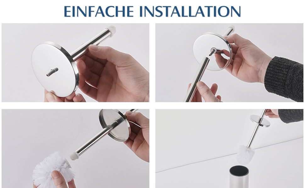 Набір для чищення унітазу FIISAYL з тримачем: щітка та підставка з нержавіючої сталі (сріблястий)